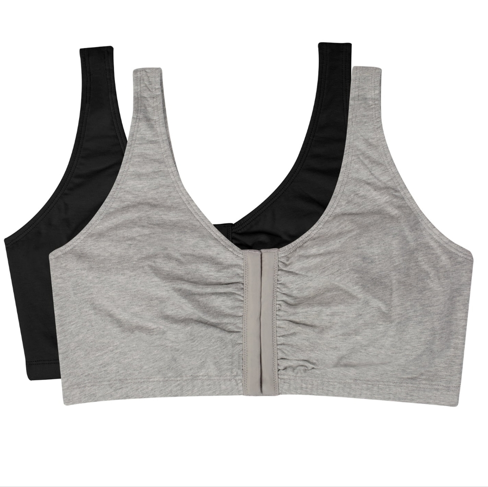 2 Pack Fruit of The Loom Women's Comfort Front Close Cotton Sports Bra, 2 Pack